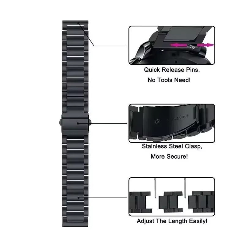 Uhrenarmband Edelstahl, Schwarz, Unisex - Bild 2
