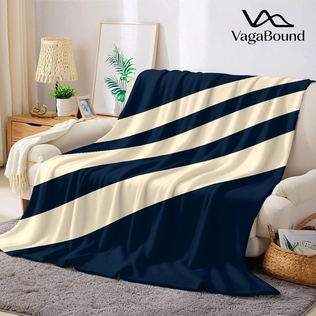 JMG Household Supplies Flanelldecke mit Diagonalstreifen in Marineblau, B/B: 130 x 150 cm - Bild 1