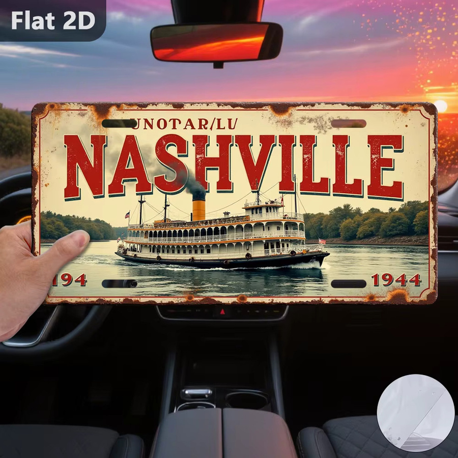 CIFBUY Nashville River Boat Blechschild Retro Metall-Wanddekoration Mehrfarbig B: 30,48 cm, H: 15,0 cm, T: 15,0 cm - Bild 3
