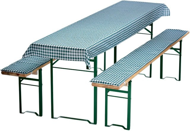 NYVI Bierbankauflagen Set NYVIGala 3-teilig in Grün Kariert mit Tischdecke und Sitzpolstern, Breite: 130 cm, Tiefe: 70 cm - Bild 1