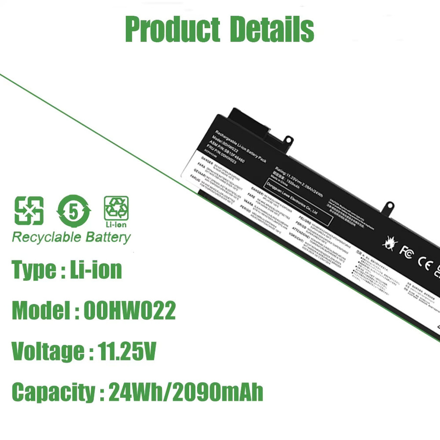 Lenovo Laptop-Akku für Thinkpad T460s T470s in Schwarz (00HW022 01AV405 01AV406 01AV407 01AV408 00HW023 00HW036 SB10F46462) - Bild 2