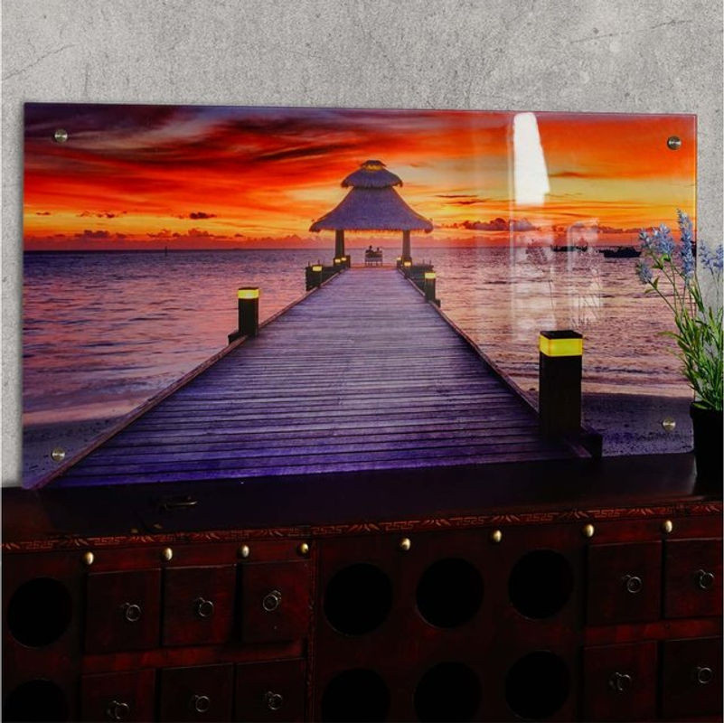 Glasbild T114 MCW Wandbild Motiv Landschaft in Acrylglas, mehrfarbig, B: 100 cm, H: 50 cm - Bild 1