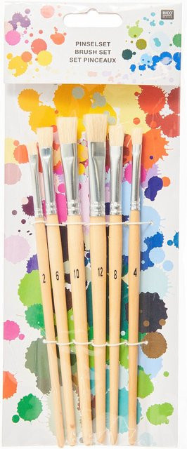 Rico Design Borstenpinsel flach 6er Set in Beige und Multicolour - Bild 1