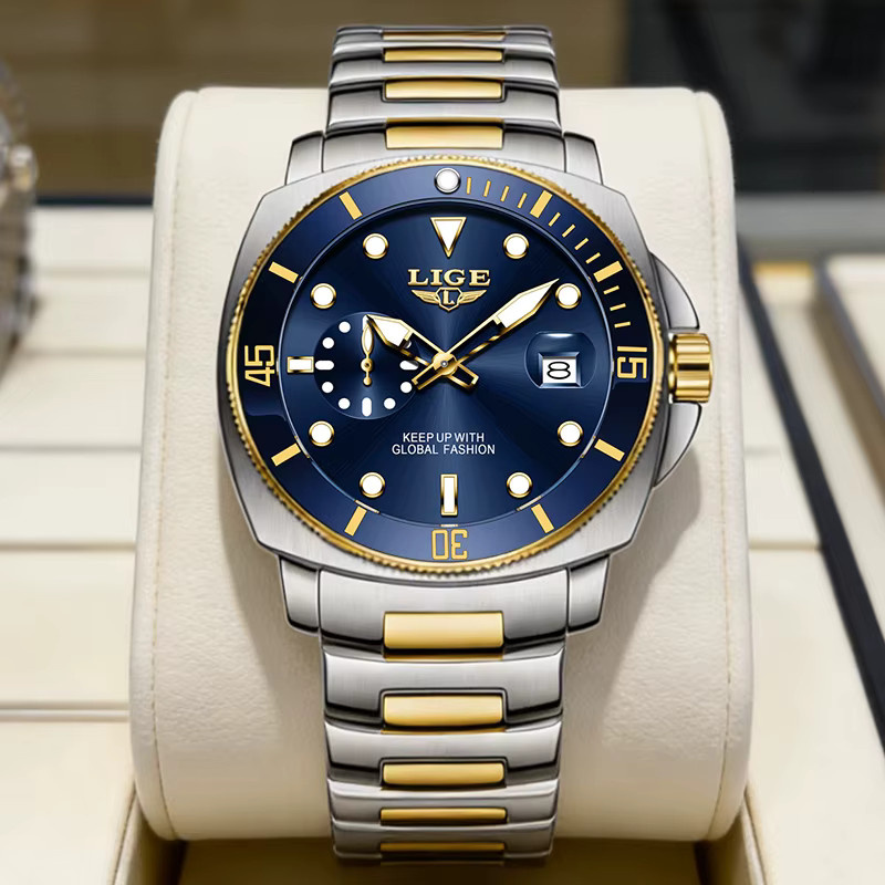 LIGE Armbanduhr Quarz, Edelstahl, Blau, Herren - Bild 4