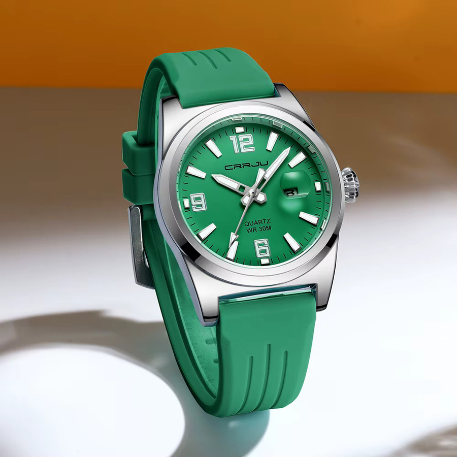 CRRJU Armbanduhr Quarz, Silikon, Grün, Herren - Bild 4