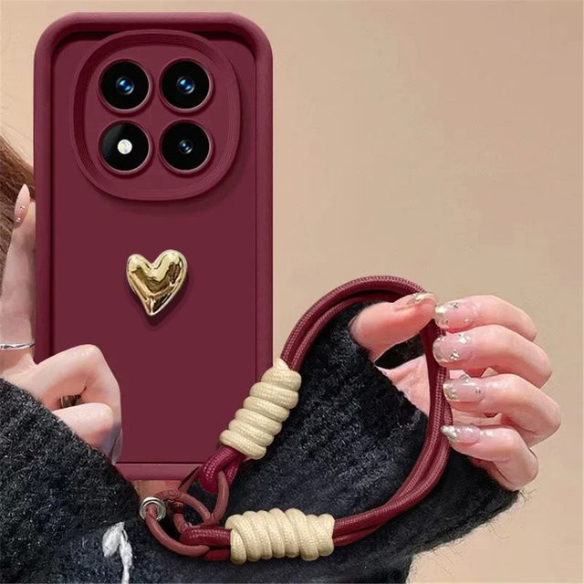 Xiaomi Redmi Note 15 Pro 5G Hülle mit 3D-Plattierung und Liebesherz sowie Armband in Rot für Redmi Note 15 Pro Plus 5G, 15 und 15C 4G - Bild 1