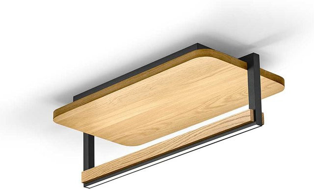 Buschwerk Arian LED-Deckenleuchte in Schwarz und Holz, dimmbar, Up-Down-Beleuchtung, Modernes Design für Wohnzimmer und Flur - Bild 1
