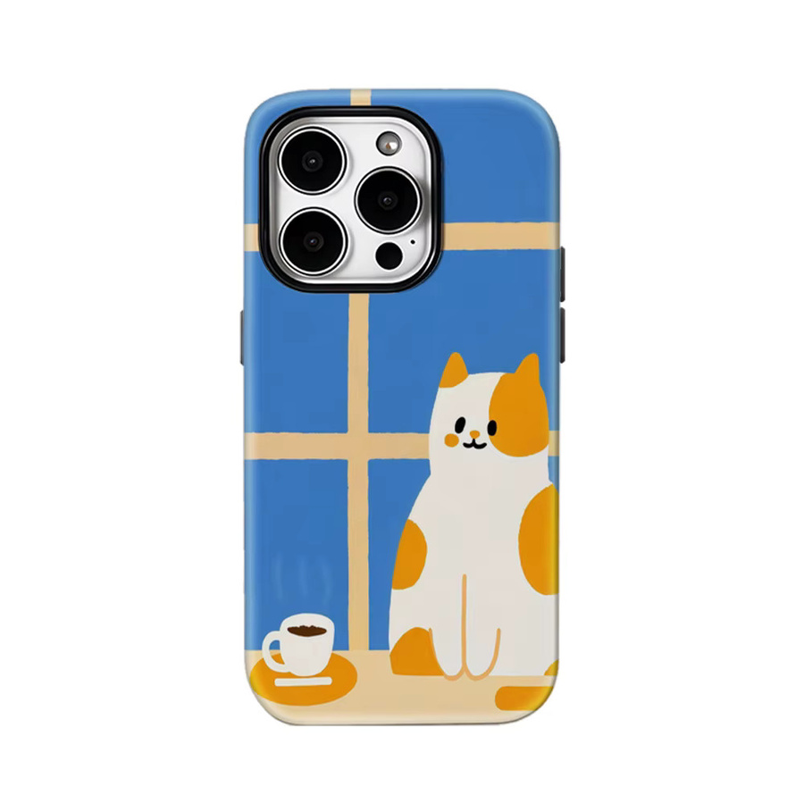 Potdemiel Handyhülle Calico Cat & Coffee für iPhone 17 16 15 14 13 12 Pro Max Plus mit doppelschichtiger Rückseite - Bild 5