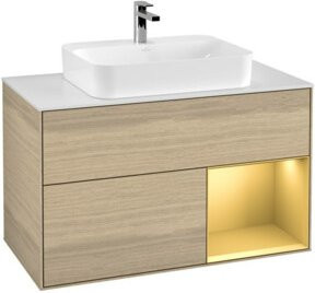 V&B Finion Waschtischunterschrank mit LED-Beleuchtung in Weiß, Wandmontage, Breite: 100 cm - Bild 1