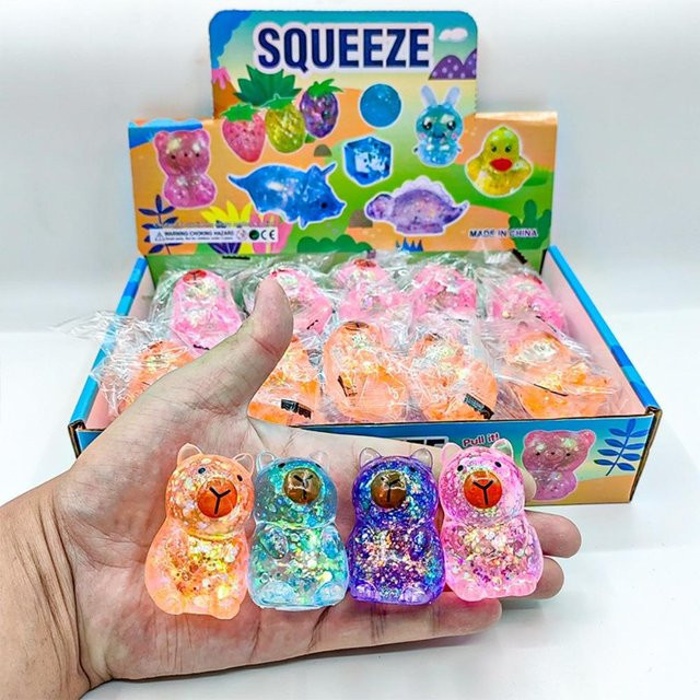 Mini Cartoon Capybara Dekompressionsspielzeug, Weiches Glitzer Gummi Fidget Spielzeug, Knet- und Stressabbauwerkzeug, Anti-Stress Knetspielzeug - Bild 1