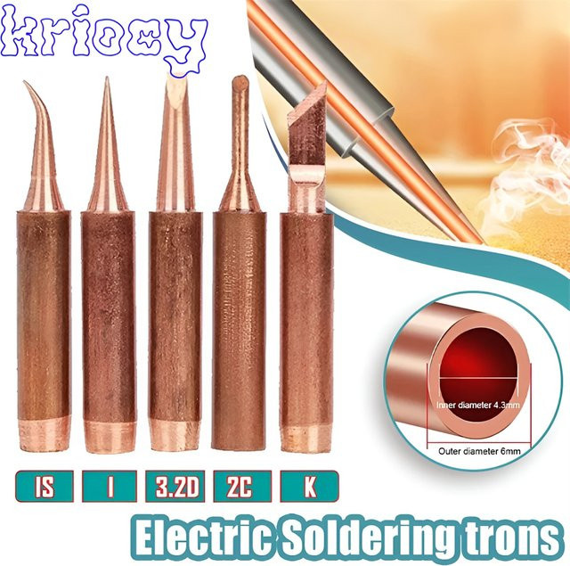 Lötkolbenspitzen Set aus reinem Kupfer für elektrische Lötkolben, Farbe: Kupfer und Silber/Braun - Bild 1