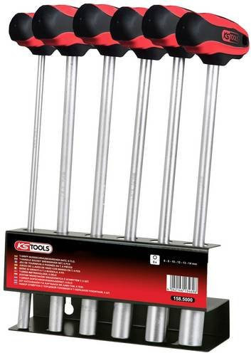 KS Tools CHROMEplus T-Griff-Nussschraubendreher-Satz, 6-teilig, 6-14 mm, rot - Bild 1
