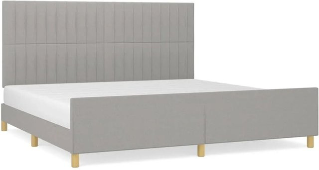 vidaXL Bettgestell mit Kopfteil in Hellgrau aus Stoff und Holz B/T/H: 200 x 200 x 128 cm - Bild 1