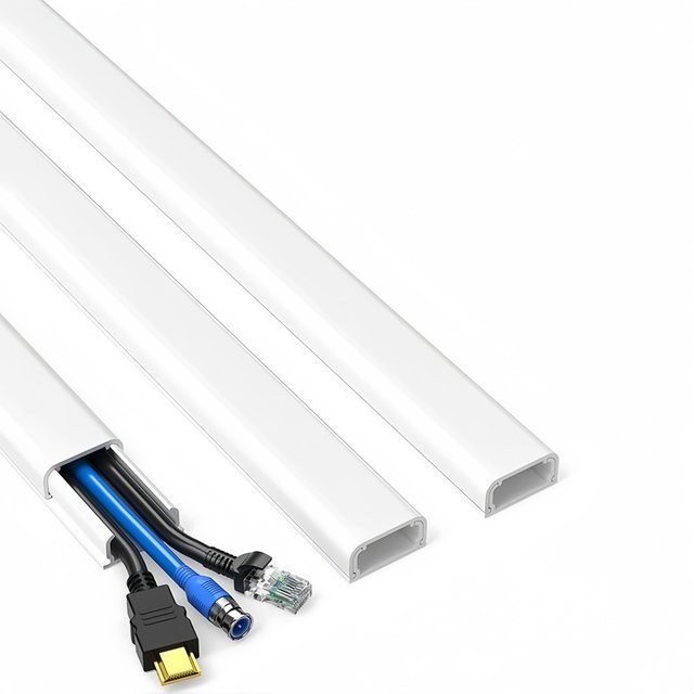 Selbstklebender quadratischer Kabelkanal aus PVC in Weiß, überstreichbar, für deine Bürokabel - Bild 1