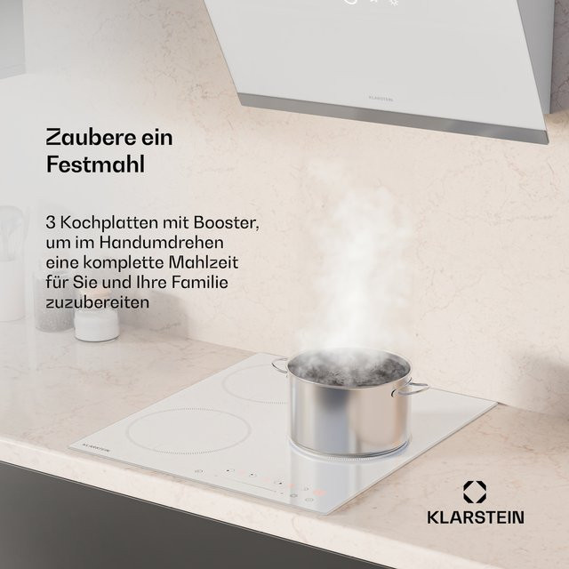 Klarstein Delicatessa Induktionskochfeld in Weiß mit 3 Kochfeldern, Slider-Control und Boost-Funktion, Breite: 45 cm - Bild 1