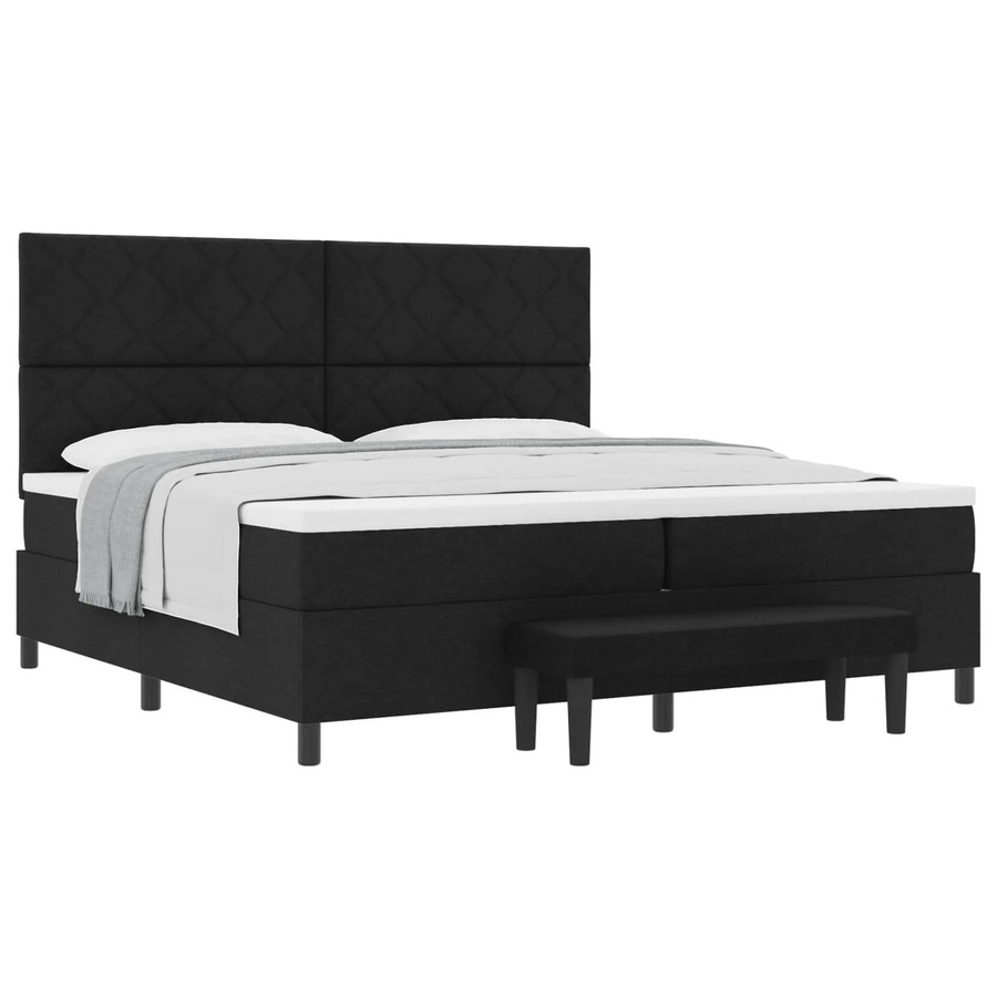vidaXL Boxspringbett mit Matratze Schwarz Stoff B/T/H: 200 x 200 x 280 cm - Bild 2