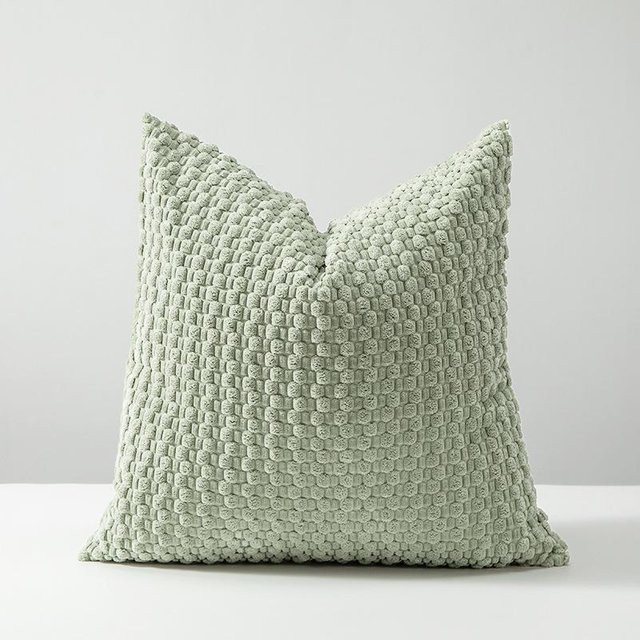 Houspace Samt Kissenbezug mit doppelseitigem Design in Hellgrün, B/H: 45 x 45 cm - Bild 1