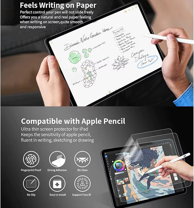 2 Stück Paper-Feel Displayschutzfolie für Samsung Galaxy Tab S7 S8 S9 S6 Lite A8 A9 Plus transparent - Bild 2