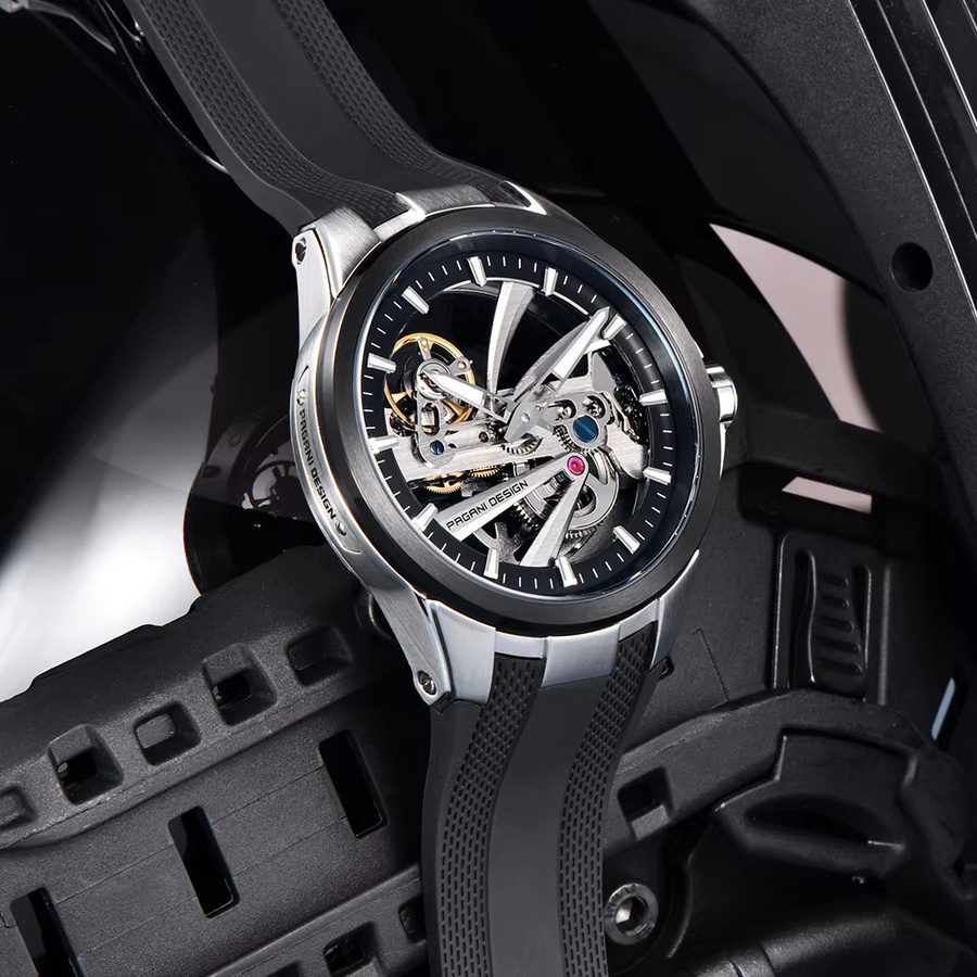 PAGANI DESIGN Armbanduhr Automatik, Edelstahl, Kautschuk, Saphirglas, Herren - Bild 3