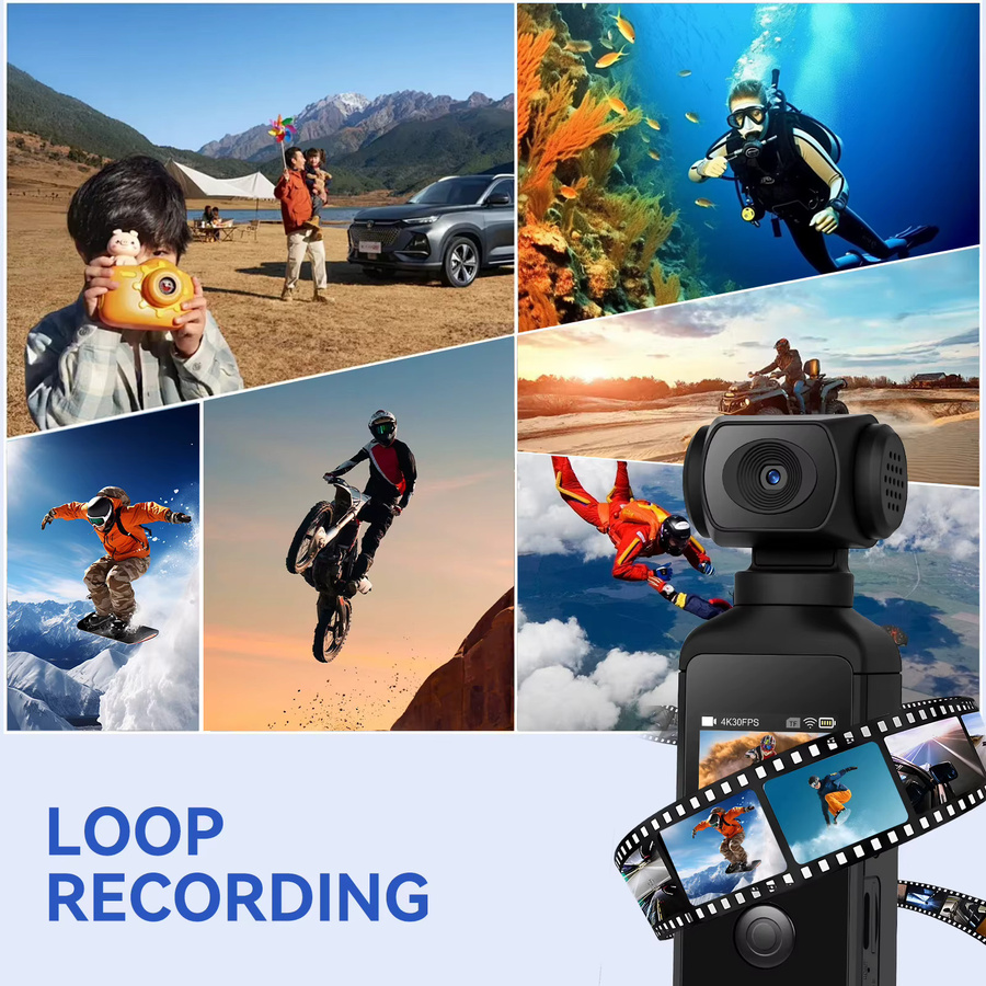 Podofo Action-Kamera mit 4K HD-Weitwinkelansicht, WIFI, 1,3-Zoll-LCD-Bildschirm und 270-Grad-Drehung, Wasserdicht, Schwarz - Bild 3