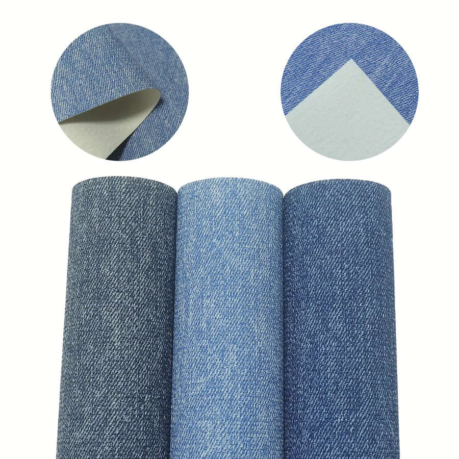 Kunstleder-Denim-Lederstoff in Blau für DIY-Projekte, 1 Rolle, Breite: 30 cm, Länge: 135 cm - Bild 4