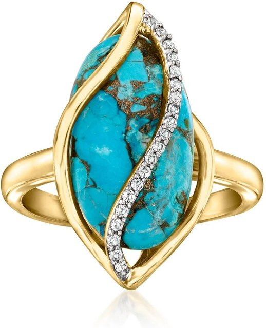 YoYo Ring, Synthetischer Türkis, Gold, Damen - Bild 1