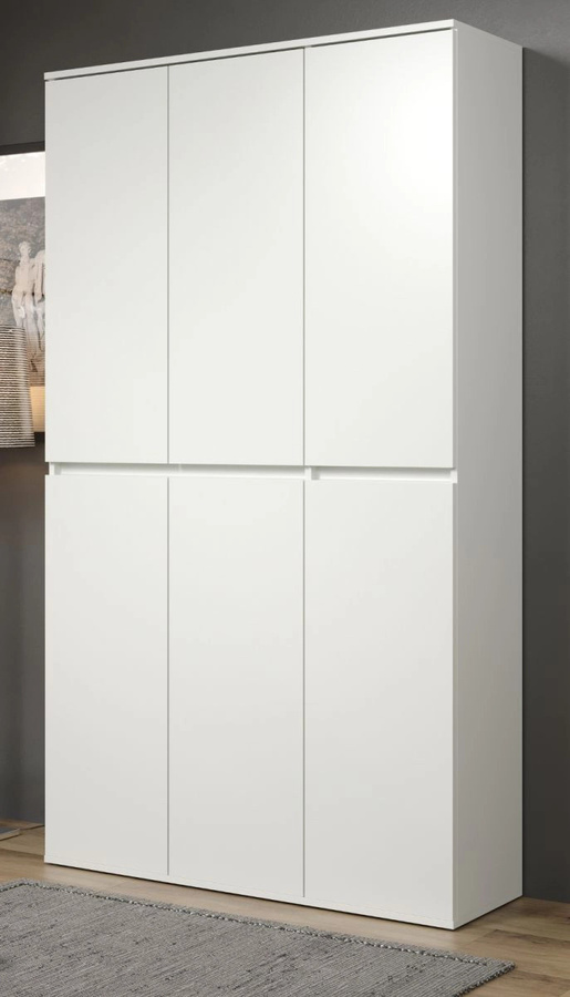 Garderobenschrank Metro in Weiß, 6-türiger Schuhschrank mit Push-to-Open, B/T/H: 111 x 34 x 191 cm - Bild 1