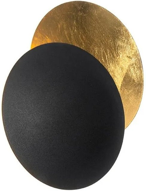 QAZQA Moderne Wandlampe Sunrise in Schwarz und Gold aus Stahl mit G9 Fassung - Bild 1
