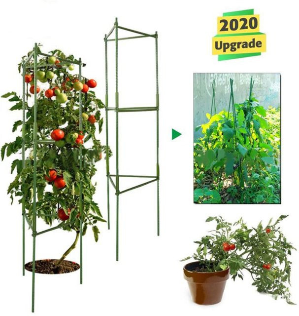 Grüne Pflanzenpfähle und Kletterkäfige zur Unterstützung deines Gemüsegartens für vertikales Pflanzenwachstum - Bild 1
