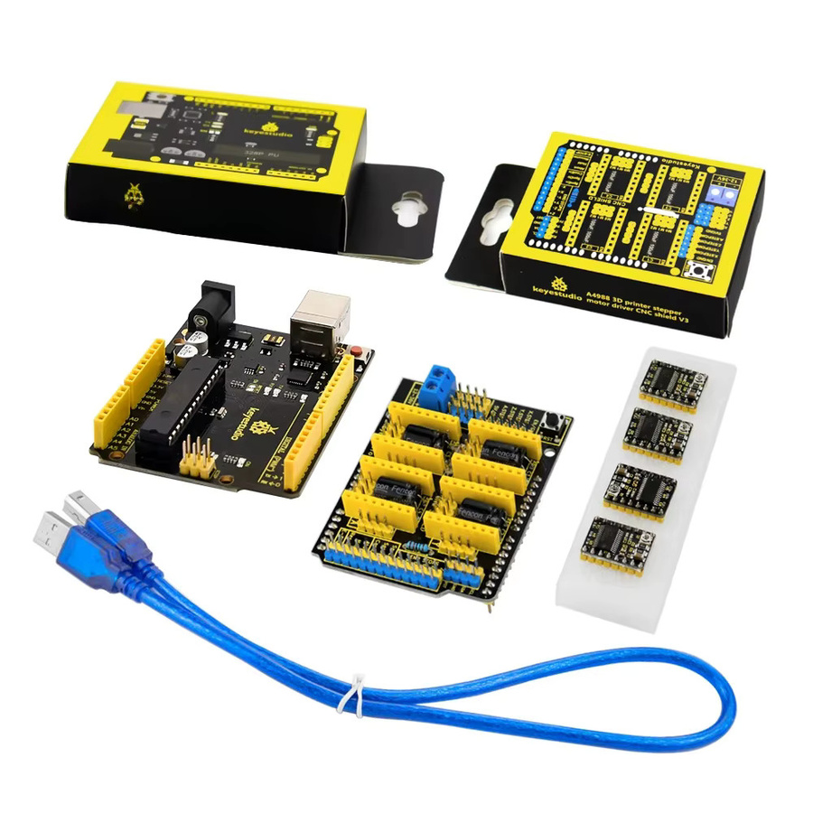 Keyestudio CNC Shield V2/V3/V4 Graviermaschinen-Kit für Arduino mit UNO R3 oder Nano Board, kompatibel mit A4988/DRV8825 Treibern und GRBL, Schwarz - Bild 6