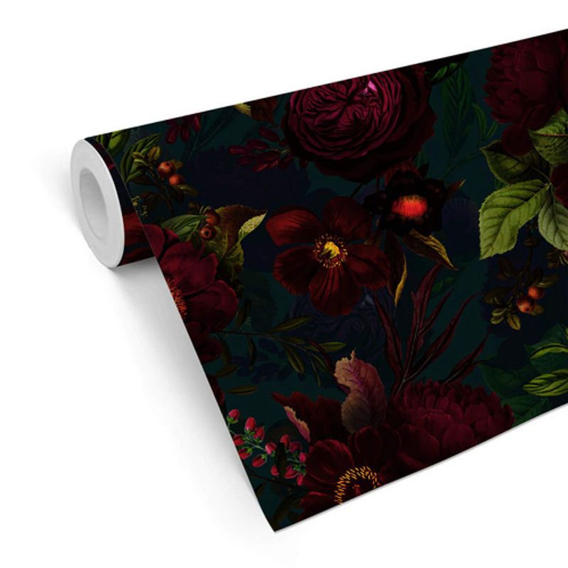 K&L Wall Art Vintage Vliestapete Barock Rosen Blüten in Dunkel und Mehrfarbig, matt - Bild 2