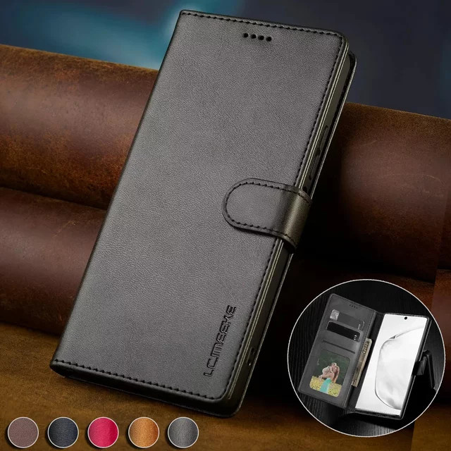 Luxus Leder Flip Hülle für Xiaomi 15T Pro 14T 13T Pro Poco X7 Pro X6 X5 Pro M6 C75 Pro Brieftasche Stoßfest Business Schutzhülle in Schwarz - Bild 1