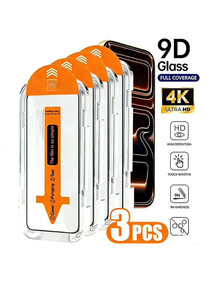 NMEGOU 3er-Pack HD Gehärtete Glas-Displayschutzfolie für iPhone 12 bis iPhone 17 Pro Max Plus transparent - Bild 7