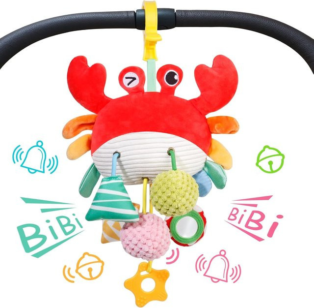 QWZ Autositz Kinderwagen Spielzeug, mit Piepspiegel, Kleine Glocke, Baby Beißring, ab 0 Jahre - Bild 1