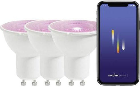 Nordlux LED GU10 RGBW Leuchtmittel Set, 3 Stück, dimmbar mit Fernbedienung, 4.70W, Multicolour und Weiß, Energieeffizienzklasse F - Bild 1