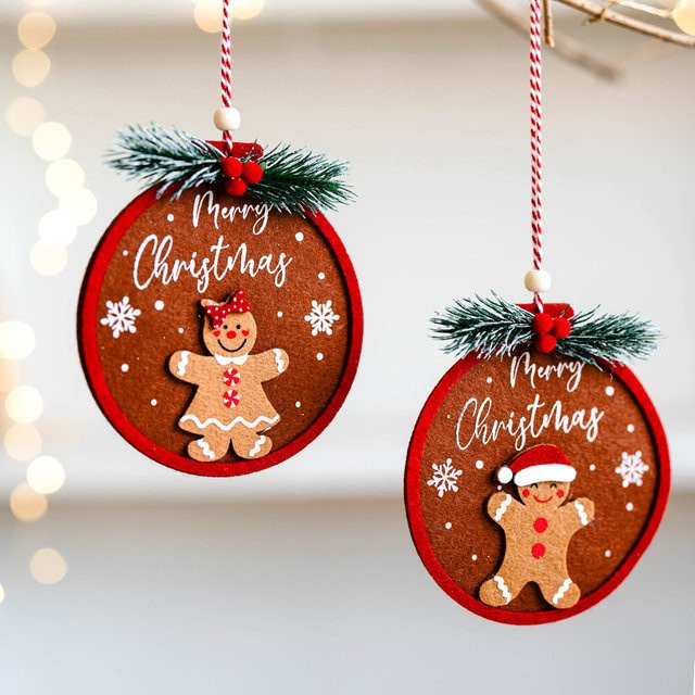 Runtowo Filz-Lebkuchenmann Weihnachtsanhänger in Mehrfarbig als Weihnachtsbaumdekoration für Weihnachten und Neujahr - Bild 1