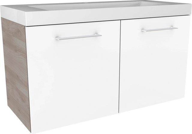 Fackelmann Waschtischunterschrank Lima Weiß-Steinesche B/H/T: 79,8 x 41,7 x 34,8 cm - Bild 1