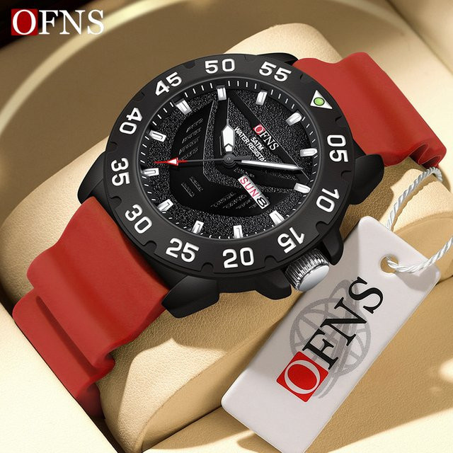 OFNS Analoguhr, Quarz, Kunststoff, Silikon, Schwarz, Kinder - Bild 1