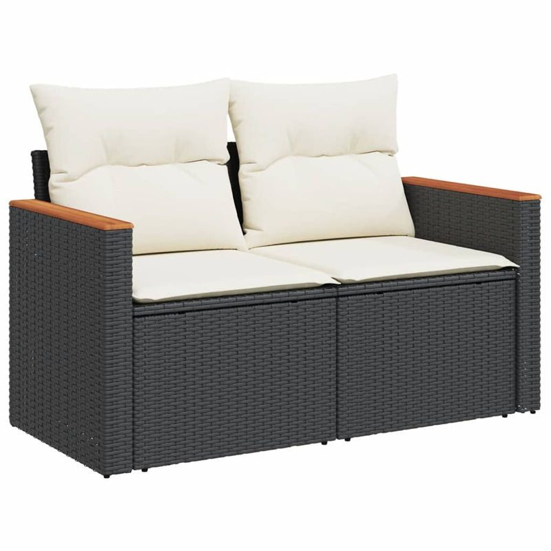Vidaxl Garten-Sitzgruppe aus schwarzem Rattan mit Kissen für Erwachsene, modern und stabil - Bild 3