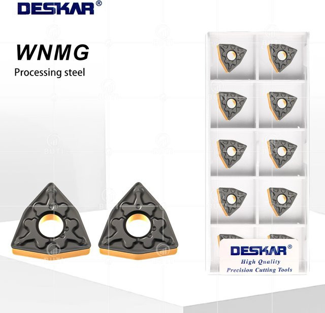 DESKAR Stahlschneideklinge für Drehwerkzeuge WNMG060408-TM WNMG060404-TM LF9218, 10 Stück, zweifarbig - Bild 1