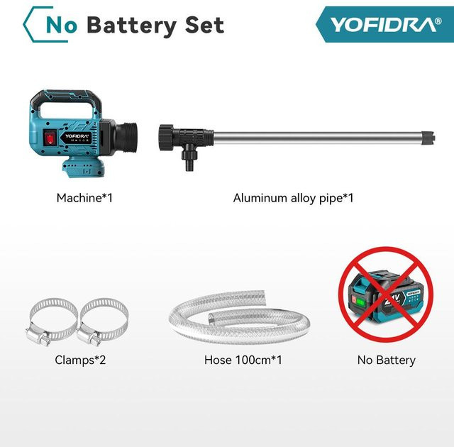 YOFIDRA 3-Gang-Bürstenlose Wasserpumpe in Blau, Akku-Elektro-Ölpumpe für Garten, Boot und Pool, kompatibel mit Makita 21V-Akkus, aus Aluminiumlegierung - Bild 1