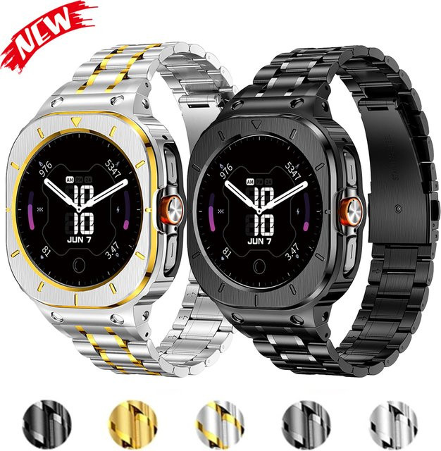 CAOWTAN Uhrenarmband Edelstahl, Schwarz, Unisex, für Samsung Galaxy Watch Ultra 47mm - Bild 1