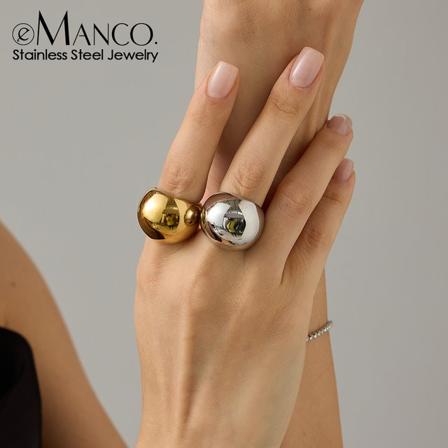 EManco Ring Edelstahl, Gold, Chunky Dome - Bild 1