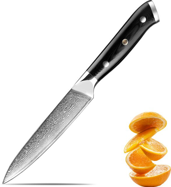 Xituo Damast Allzweckmesser mit 67 Lagen Stahl und schwarzem G10-Griff, 5 Zoll Multifunktionales Schälmesser für die Küche - Bild 1
