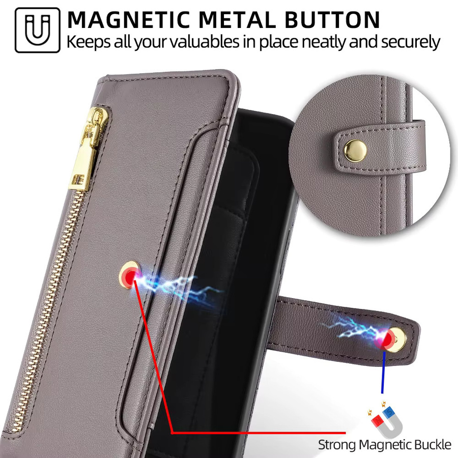 Reißverschluss Brieftasche Crossbody Flip Case für Honor Magic 6 Pro Lite, Honor 90 GT, Honor X6a, X7b, X8b, X9b mit langem und kurzem Riemen in Blau - Bild 5
