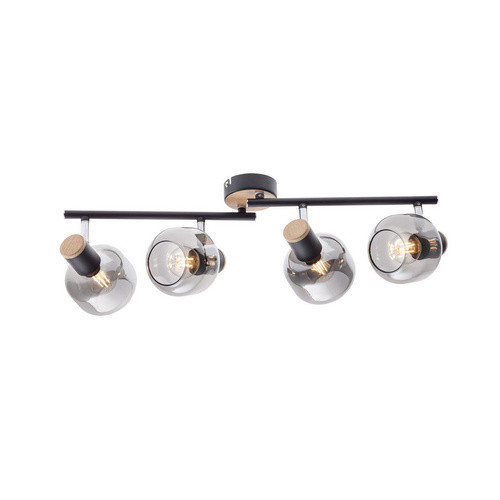 Näve Deckenleuchte Fumoso 4er Spot in Schwarz aus Metall und Glas mit E14 Fassung B/H/T: 80 x 20 x 10 cm - Bild 3