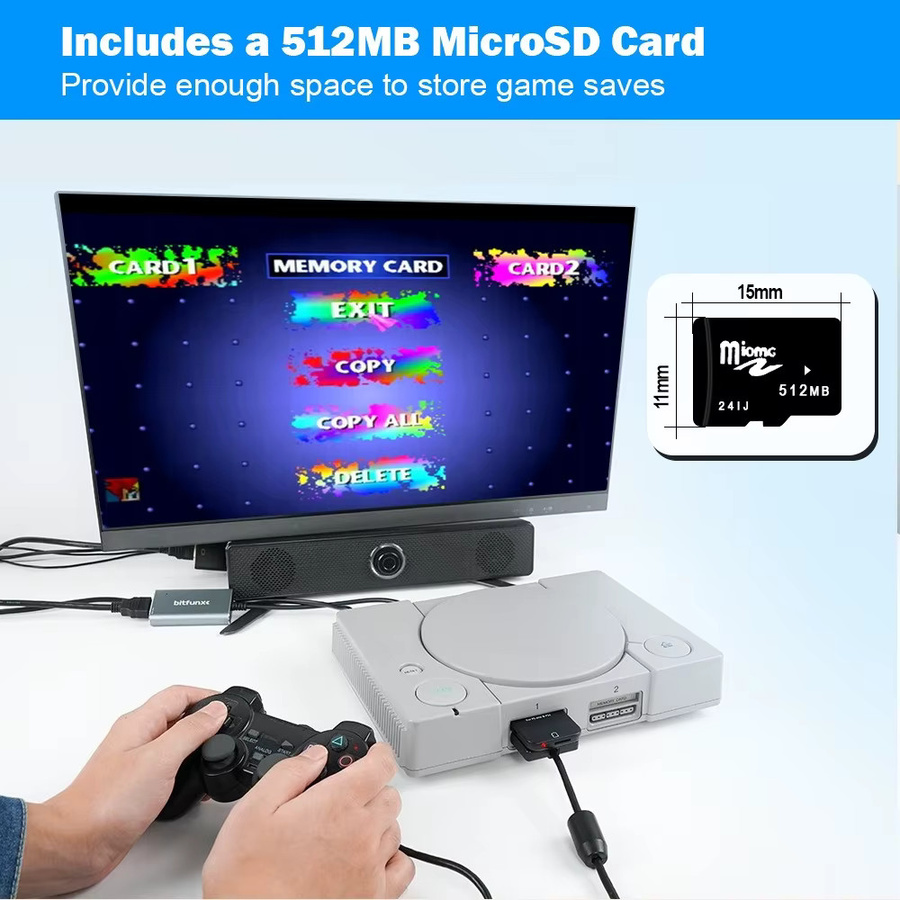 BitFunx PSxMemCard Speicherkarte in Weiß für PS1, PS ONE und Raspberry Pi RP2040-Chipsätze - Bild 6