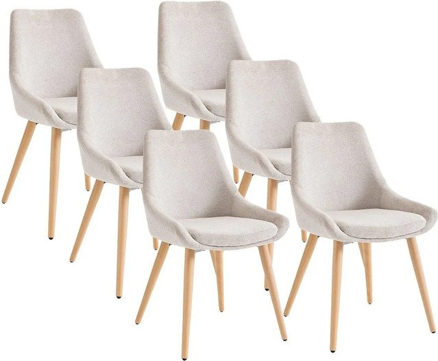 Vente-unique Stuhl Masurie in Beige mit Stoffbezug und Buchegestell - Bild 1