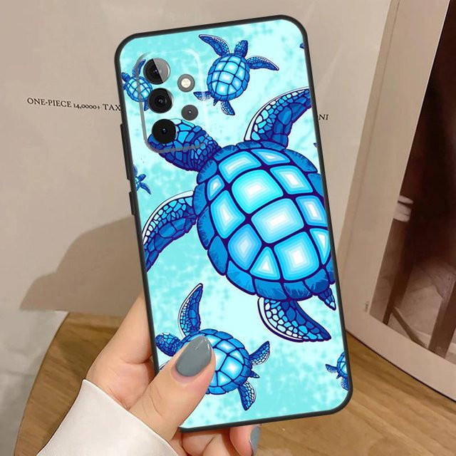 Samsung Galaxy Schutzhülle mit Meeresschildkröten-Design in Blau für verschiedene Modelle wie A55, A35, A15 und A54 - Bild 1