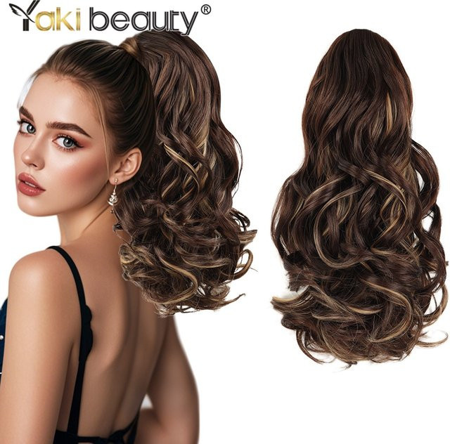 YAKIBEAUTY Haarverlängerung, synthetisch gewellt, Clip-in, Unisex - Bild 1
